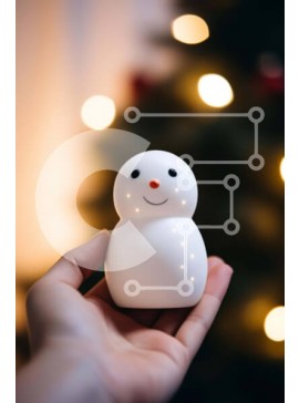 Intra Συλλεκτικό Ξύλινο Παζλ Plywood  4mm - Ειδώλιο χιονάνθρωπος κρατημένο στο χέρι με φώτα και διακοσμητικά Σε Ξύλινο Κουτί - Διαστάσεις Puzzle: 10x10 cm – 25 κομμάτια