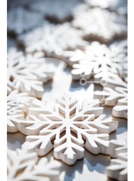 Intra Συλλεκτικό Ξύλινο Παζλ Plywood  4mm - Στολίδια νιφάδων χιονιού σε άσπρο φόντο Σε Ξύλινο Κουτί - Διαστάσεις Puzzle: 10x10 cm – 25 κομμάτια