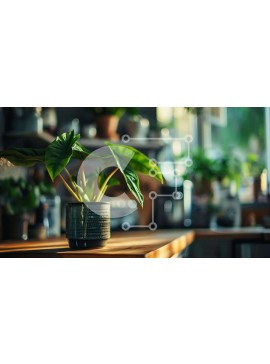 Intra Συλλεκτικό Ξύλινο Παζλ Plywood  4mm - Φυτό σε γλάστρα σε πάγκο ανοιχτής κουζίνας Σε Ξύλινο Κουτί - Διαστάσεις Puzzle: 10x10 cm – 25 κομμάτια