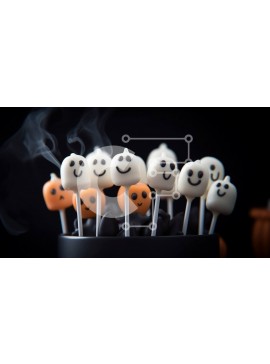 Σετ των 2 Intra Συλλεκτικό Ξύλινο Παζλ Plywood  4mm - Τούρτα φάντασμα με θέμα το Halloween σκάει σε ένα φλιτζάνι Σε Ξύλινο Κουτί - Διαστάσεις: 10x10 cm – 25 κομμάτια