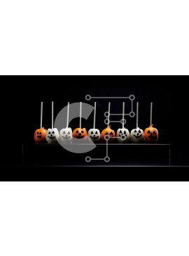 Σετ των 2 Intra Συλλεκτικό Ξύλινο Παζλ Plywood  4mm - Cake Pops με κολοκυθάκια για το Halloween Σε Ξύλινο Κουτί - Διαστάσεις: 10x10 cm – 25 κομμάτια