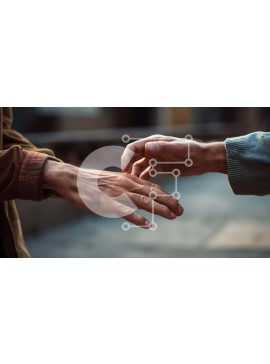 Intra Συλλεκτικό Ξύλινο Παζλ Plywood  4mm - Τα χέρια απλώνουν σε μια χειρονομία σύνδεσης Σε Ξύλινο Κουτί - Διαστάσεις Puzzle: 10x10 cm – 25 κομμάτια