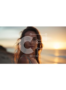 Intra Συλλεκτικό Ξύλινο Παζλ Plywood  4mm - Όμορφη γυναίκα στην παραλία στο ηλιοβασίλεμα Σε Ξύλινο Κουτί - Διαστάσεις Puzzle: 10x10 cm – 25 κομμάτια