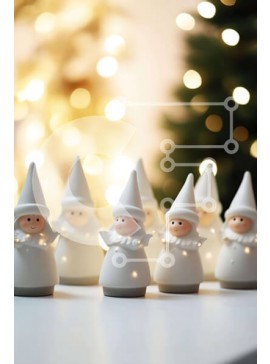 Intra Συλλεκτικό Ξύλινο Παζλ Plywood  4mm - Ομάδα λευκών ειδωλίων Gnome με φωτισμένο φόντο Σε Ξύλινο Κουτί - Διαστάσεις Puzzle: 10x10 cm – 25 κομμάτια