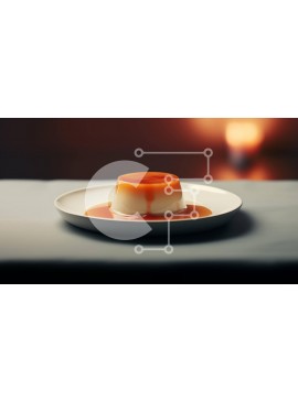 Σετ των 2 Intra Συλλεκτικό Ξύλινο Παζλ Plywood  4mm - Νόστιμο επιδόρπιο με σάλτσα καραμέλας σε λευκό πιάτο Σε Ξύλινο Κουτί - Διαστάσεις: 10x10 cm – 25 κομμάτια