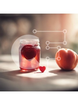 Σετ των 2 Intra Συλλεκτικό Ξύλινο Παζλ Plywood  4mm - Βάζο Mason γεμάτο με κόκκινη μαρμελάδα, μήλο και ροδάκινο σε σχήμα καρδιάς Σε Ξύλινο Κουτί - Διαστάσεις: 10x10 cm – 25 κομμάτια