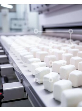 Intra Συλλεκτικό Ξύλινο Παζλ Plywood  4mm - Μεταφορική ταινία με Λευκά Marshmallows και Βιομηχανικά Μηχανήματα Σε Ξύλινο Κουτί - Διαστάσεις Puzzle: 10x10 cm – 25 κομμάτια