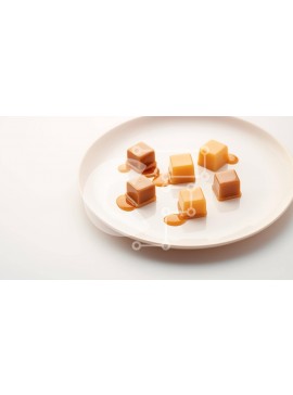 Σετ των 2 Intra Συλλεκτικό Ξύλινο Παζλ Plywood  4mm - Κύβοι καραμέλας σε ένα άσπρο πιάτο Σε Ξύλινο Κουτί - Διαστάσεις: 10x10 cm – 25 κομμάτια