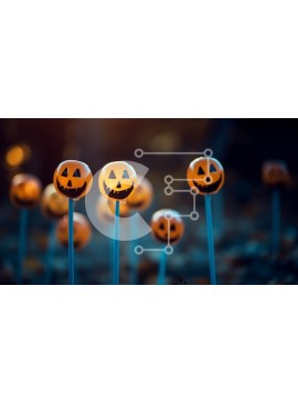 Intra Συλλεκτικό Ξύλινο Παζλ Plywood  4mm - Lollipops κολοκύθας με θέμα το Halloween στο δάσος Σε Ξύλινο Κουτί - Διαστάσεις Puzzle: 10x10 cm – 25 κομμάτια