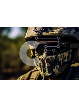 Intra Συλλεκτικό Ξύλινο Παζλ Plywood  4mm - Στρατιώτης με εξοπλισμό παραλλαγής και μάσκα προσώπου Σε Ξύλινο Κουτί - Διαστάσεις Puzzle: 10x10 cm – 25 κομμάτια