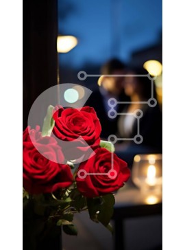 Σετ των 2 Intra Συλλεκτικό Ξύλινο Παζλ Plywood  4mm - Ρομαντικά κόκκινα τριαντάφυλλα και κερί στο τραπέζι Σε Ξύλινο Κουτί - Διαστάσεις: 10x10 cm – 25 κομμάτια