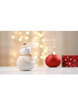 Intra Συλλεκτικό Ξύλινο Παζλ Plywood  4mm - Ειδώλιο χιονάνθρωπος με κόκκινα και λευκά διακοσμητικά για τα Χριστούγεννα Σε Ξύλινο Κουτί - Διαστάσεις Puzzle: 10x10 cm – 25 κομμάτια