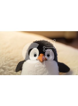 Intra Συλλεκτικό Ξύλινο Παζλ Plywood  4mm - Μαύρο και άσπρο γεμιστό ζώο πιγκουίνου σε αφράτο υλικό Σε Ξύλινο Κουτί - Διαστάσεις: 10x10 cm – 25 κομμάτια