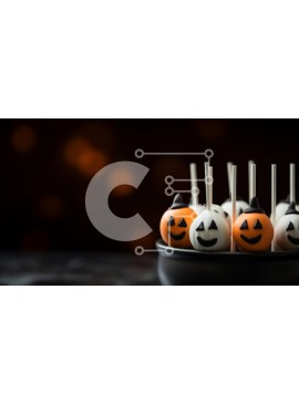 Σετ των 2 Intra Συλλεκτικό Ξύλινο Παζλ Plywood  4mm - Halloween Cake Pops με Πρόσωπα κολοκύθας Σε Ξύλινο Κουτί - Διαστάσεις: 10x10 cm – 25 κομμάτια
