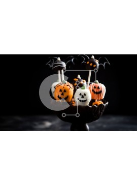 Σετ των 2 Intra Συλλεκτικό Ξύλινο Παζλ Plywood  4mm - Εορταστικό Halloween Chocolate Cake Pops Σε Ξύλινο Κουτί - Διαστάσεις: 10x10 cm – 25 κομμάτια