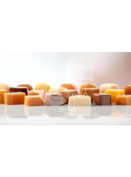 Σετ των 2 Intra Συλλεκτικό Ξύλινο Παζλ Plywood  4mm - Πολύχρωμοι κύβοι καραμέλας σε ένα τραπέζι Σε Ξύλινο Κουτί - Διαστάσεις: 10x10 cm – 25 κομμάτια