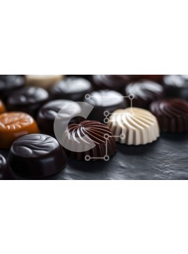 Σετ των 2 Intra Συλλεκτικό Ξύλινο Παζλ Plywood  4mm - Ανάμικτες καραμέλες σοκολάτας σε μαύρη επιφάνεια Σε Ξύλινο Κουτί - Διαστάσεις: 10x10 cm – 25 κομμάτια