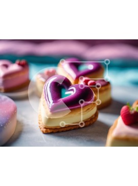 Σετ των 2 Intra Συλλεκτικό Ξύλινο Παζλ Plywood  4mm - Διάφορα επιδόρπια και φρούτα για την ημέρα του Αγίου Βαλεντίνου Σε Ξύλινο Κουτί - Διαστάσεις: 10x10 cm – 25 κομμάτια