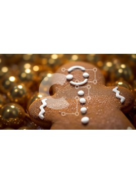 Σετ των 2 Intra Συλλεκτικό Ξύλινο Παζλ Plywood  4mm - Μελόψωμο άνθρωπος με χρυσές μπάλες Σε Ξύλινο Κουτί - Διαστάσεις: 10x10 cm – 25 κομμάτια