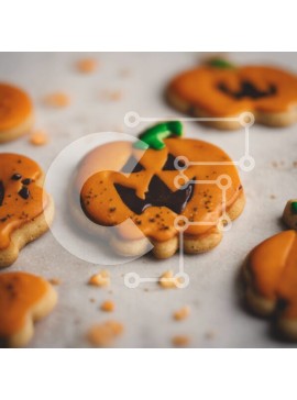 Σετ των 2 Intra Συλλεκτικό Ξύλινο Παζλ Plywood  4mm - Ποικιλία μπισκότων σε σχήμα κολοκύθας με παγωμένο σοκολάτα και πασπάλισμα Σε Ξύλινο Κουτί - Διαστάσεις: 10x10 cm – 25 κομμάτια