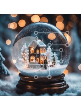 Intra Συλλεκτικό Ξύλινο Παζλ Plywood  4mm - Snow Globe με μινιατούρα σπίτι σε χιονισμένο φόντο Σε Ξύλινο Κουτί - Διαστάσεις Puzzle: 10x10 cm – 25 κομμάτια