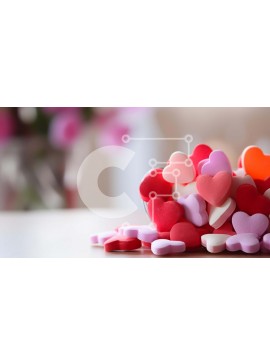 Intra Συλλεκτικό Ξύλινο Παζλ Plywood  4mm - Καραμέλες και λουλούδια σε σχήμα καρδιάς σε ένα τραπέζι Σε Ξύλινο Κουτί - Διαστάσεις Puzzle: 10x10 cm – 25 κομμάτια