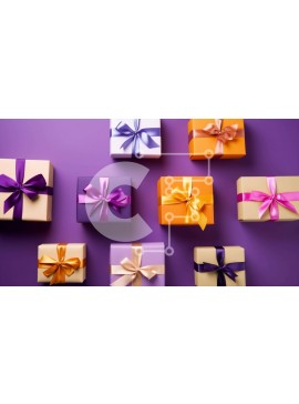 Intra Συλλεκτικό Ξύλινο Παζλ Plywood  4mm - Πολύχρωμα κουτιά δώρων σε μωβ φόντο Σε Ξύλινο Κουτί - Διαστάσεις Puzzle: 10x10 cm – 25 κομμάτια