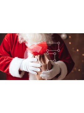 Intra Συλλεκτικό Ξύλινο Παζλ Plywood  4mm - Διαφήμιση τσάντα δώρου κρατώντας Άγιο Βασίλη Σε Ξύλινο Κουτί - Διαστάσεις Puzzle: 10x10 cm – 25 κομμάτια