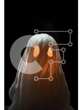 Intra Συλλεκτικό Ξύλινο Παζλ Plywood  4mm - Απόκοσμο φάντασμα με λαμπερά μάτια και ανοιχτό στόμα Σε Ξύλινο Κουτί - Διαστάσεις Puzzle: 10x10 cm – 25 κομμάτια