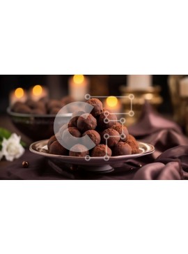 Σετ των 2 Intra Συλλεκτικό Ξύλινο Παζλ Plywood  4mm - Κομψές τρούφες σοκολάτας σε ασημένιο πιάτο Σε Ξύλινο Κουτί - Διαστάσεις: 10x10 cm – 25 κομμάτια