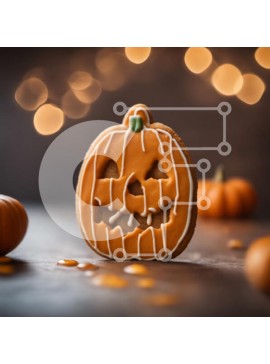 Σετ των 2 Intra Συλλεκτικό Ξύλινο Παζλ Plywood  4mm - Μπισκότο σε σχήμα κολοκύθας με άχνη και ζάχαρη άχνη Σε Ξύλινο Κουτί - Διαστάσεις: 10x10 cm – 25 κομμάτια