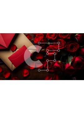 Intra Συλλεκτικό Ξύλινο Παζλ Plywood  4mm - Ρομαντικό μπουκέτο του Αγίου Βαλεντίνου με κόκκινα τριαντάφυλλα και φάκελο Σε Ξύλινο Κουτί - Διαστάσεις Puzzle: 10x10 cm – 25 κομμάτια