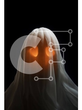 Intra Συλλεκτικό Ξύλινο Παζλ Plywood  4mm - Φάντασμα αποκριών με λαμπερά μάτια Σε Ξύλινο Κουτί - Διαστάσεις Puzzle: 10x10 cm – 25 κομμάτια