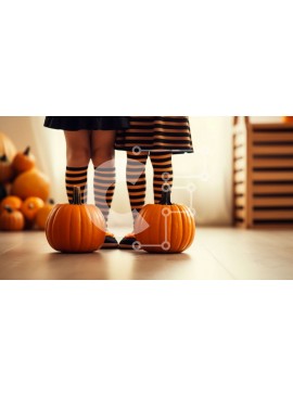 Intra Συλλεκτικό Ξύλινο Παζλ Plywood  4mm - Παιδιά με κολοκύθες το Halloween Σε Ξύλινο Κουτί - Διαστάσεις Puzzle: 10x10 cm – 25 κομμάτια