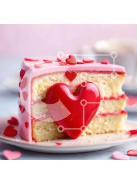 Σετ των 2 Intra Συλλεκτικό Ξύλινο Παζλ Plywood  4mm - Κέικ σε σχήμα καρδιάς με ροζ πάγωμα και κόκκινες ψεκασμούς Σε Ξύλινο Κουτί - Διαστάσεις: 10x10 cm – 25 κομμάτια