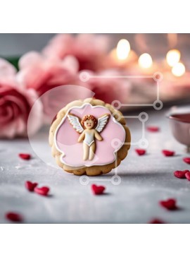 Σετ των 2 Intra Συλλεκτικό Ξύλινο Παζλ Plywood  4mm - Μπισκότο αγγέλου με ροζ τριαντάφυλλα και κεριά Σε Ξύλινο Κουτί - Διαστάσεις: 10x10 cm – 25 κομμάτια