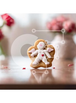 Σετ των 2 Intra Συλλεκτικό Ξύλινο Παζλ Plywood  4mm - Μπισκότο σε σχήμα καρδιάς με ειδώλιο αγγέλου Σε Ξύλινο Κουτί - Διαστάσεις: 10x10 cm – 25 κομμάτια