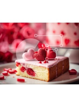 Σετ των 2 Intra Συλλεκτικό Ξύλινο Παζλ Plywood  4mm - Φέτα κέικ με διακοσμητικά για την ημέρα του Αγίου Βαλεντίνου Σε Ξύλινο Κουτί - Διαστάσεις: 10x10 cm – 25 κομμάτια