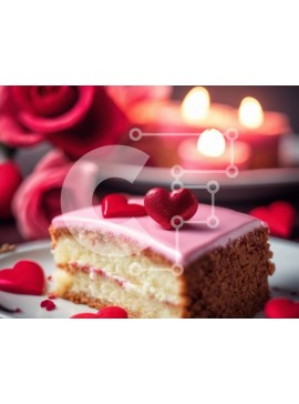 Σετ των 2 Intra Συλλεκτικό Ξύλινο Παζλ Plywood  4mm - Τούρτα του Αγίου Βαλεντίνου με κόκκινα τριαντάφυλλα και καρδιές Σε Ξύλινο Κουτί - Διαστάσεις: 10x10 cm – 25 κομμάτια
