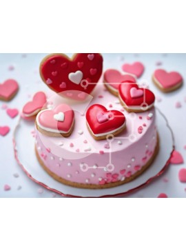 Σετ των 2 Intra Συλλεκτικό Ξύλινο Παζλ Plywood  4mm - Ροζ και Λευκό Κέικ του Αγίου Βαλεντίνου με μπισκότα σε σχήμα καρδιάς Σε Ξύλινο Κουτί - Διαστάσεις: 10x10 cm – 25 κομμάτια