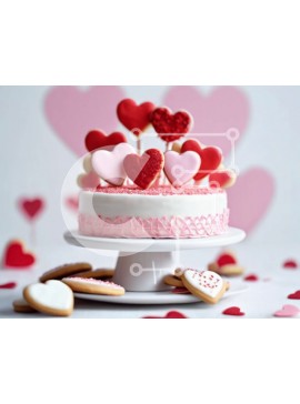 Σετ των 2 Intra Συλλεκτικό Ξύλινο Παζλ Plywood  4mm - Τούρτα του Αγίου Βαλεντίνου με μπισκότα σε σχήμα καρδιάς Σε Ξύλινο Κουτί - Διαστάσεις: 10x10 cm – 25 κομμάτια