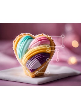Σετ των 2 Intra Συλλεκτικό Ξύλινο Παζλ Plywood  4mm - Cupcake σε σχήμα καρδιάς με πολύχρωμο frosting σε πορτοκαλί χαρτοπετσέτα Σε Ξύλινο Κουτί - Διαστάσεις: 10x10 cm – 25 κομμάτια