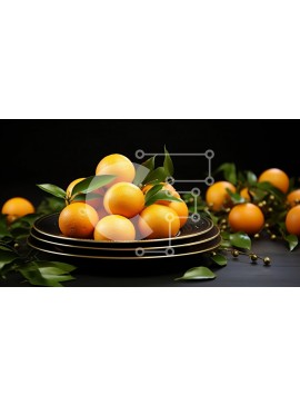 Σετ των 2 Intra Συλλεκτικό Ξύλινο Παζλ Plywood  4mm - Φρέσκα πορτοκάλια σε ένα μπολ σε πράσινα φύλλα Σε Ξύλινο Κουτί - Διαστάσεις: 10x10 cm – 25 κομμάτια