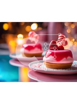 Σετ των 2 Intra Συλλεκτικό Ξύλινο Παζλ Plywood  4mm - Ρομαντικά επιδόρπια για την ημέρα του Αγίου Βαλεντίνου με ζαχαροκάλαμο σε σχήμα καρδιάς Σε Ξύλινο Κουτί - Διαστάσεις: 10x10 cm – 25 κομμάτια