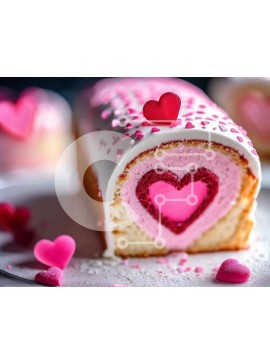 Σετ των 2 Intra Συλλεκτικό Ξύλινο Παζλ Plywood  4mm - Τούρτα σε σχήμα καρδιάς διακοσμημένο με ροζ και λευκές καρδιές Σε Ξύλινο Κουτί - Διαστάσεις: 10x10 cm – 25 κομμάτια