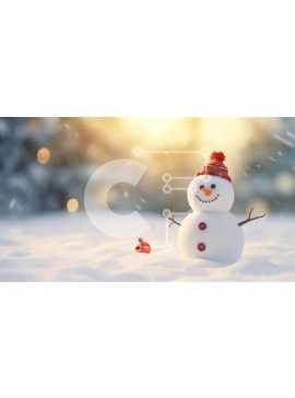Intra Συλλεκτικό Ξύλινο Παζλ Plywood  4mm - Χιονάνθρωπος στο χιόνι με το κόκκινο καπέλο Σε Ξύλινο Κουτί - Διαστάσεις Puzzle: 10x10 cm – 25 κομμάτια