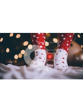 Intra Συλλεκτικό Ξύλινο Παζλ Plywood  4mm - Γιορτινές γιορτινές κάλτσες με χριστουγεννιάτικα φωτάκια και στολίδια Σε Ξύλινο Κουτί - Διαστάσεις Puzzle: 10x10 cm – 25 κομμάτια