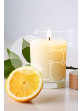 Intra Συλλεκτικό Ξύλινο Παζλ Plywood  4mm - Αναμμένο κερί με φέτα πορτοκαλιού και πράσινα φύλλα Σε Ξύλινο Κουτί - Διαστάσεις Puzzle: 10x10 cm – 25 κομμάτια