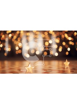 Intra Συλλεκτικό Ξύλινο Παζλ Plywood  4mm - Χρυσά αστέρια σε δάπεδο με πλακάκια με φόντο φώτα Bokeh Σε Ξύλινο Κουτί - Διαστάσεις Puzzle: 10x10 cm – 25 κομμάτια