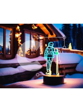 Intra Συλλεκτικό Ξύλινο Παζλ Plywood  4mm - Χειμερινή καμπίνα με φωτισμένο άγαλμα σκιέρ Σε Ξύλινο Κουτί - Διαστάσεις Puzzle: 10x10 cm – 25 κομμάτια